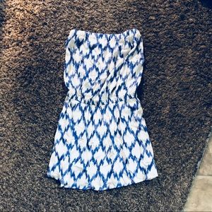 Forever 21 Blue and White Strapless Dress